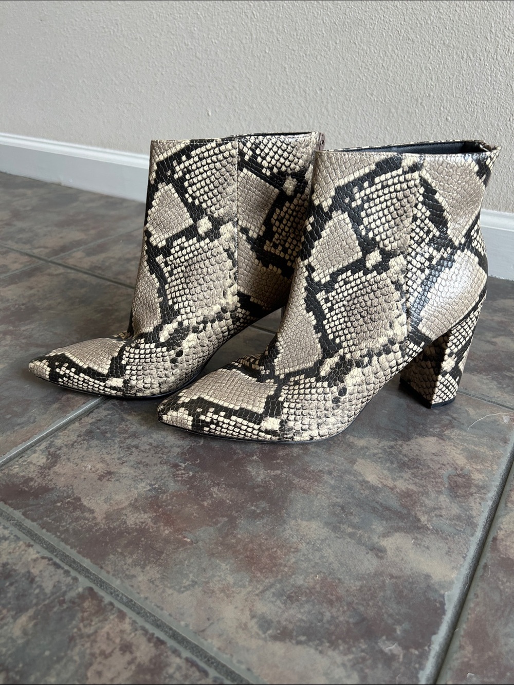 Chelsea & Violet Snake Print Heeled Booties